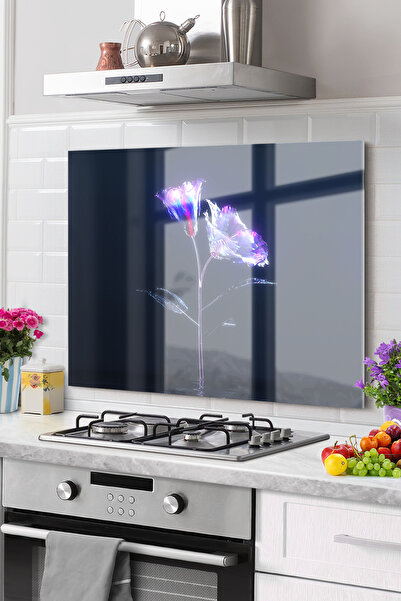 Onbiya Premium Kitchen Glass Stove Back Protector |   Neon Rose