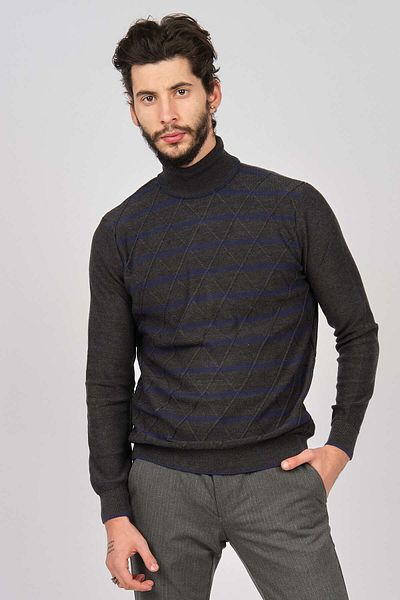 Dio Rise Men's Patterned Full Fisherman Sweater 650189232 Anthracite