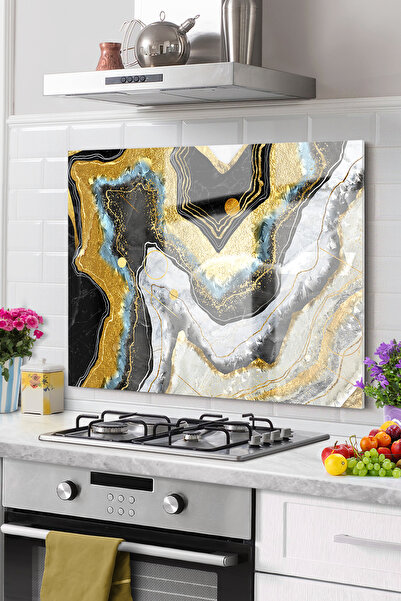 Onbiya واقي خلفي من الرخام لموقد المطبخ الزجاجي الفاخر