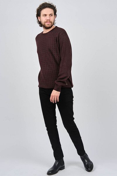 Çizgi Triko Ανδρικό πουλόβερ με μοτίβο Crew Neck 425554216 Claret Red
