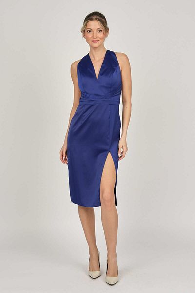 DORİDORCA Rochie de seară din satin pentru femei 5921188 Albastru miez de noapte