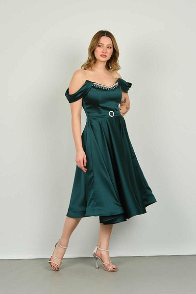 Dans Women's Strapless Off-Shoulder Evening Dress 1463 Emerald