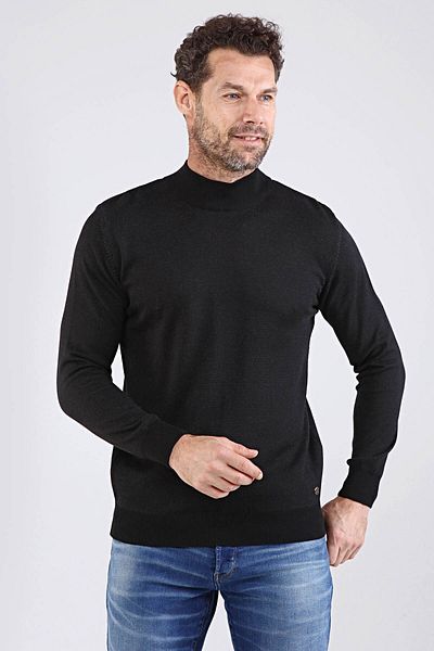 Çizgi Triko Мъжки пуловер с кръгло деколте, памучен плетен, 4454b, черен