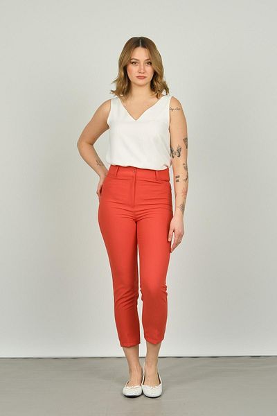 F&A Textile Women's Ankle Length Slim Fit Pants 7410 Coral