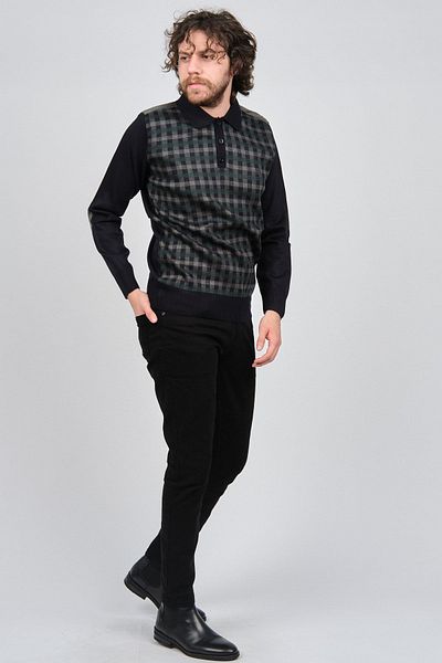 Pelikan Men's Striped Elbow Detailed Polo Neck Sweater 1577409 Smoked