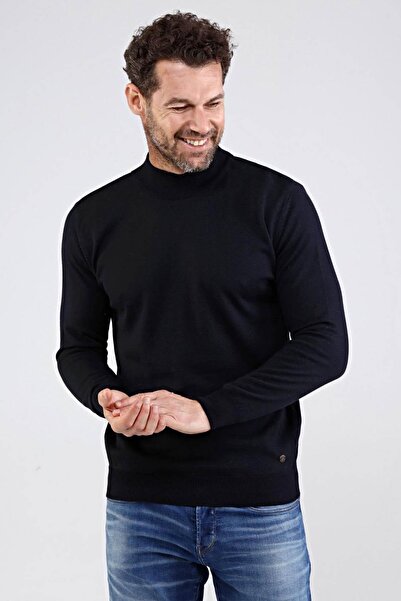 Çizgi Triko Чоловічий светр з бавовняного трикотажу з круглим вирізом 4454b Темно-синій
