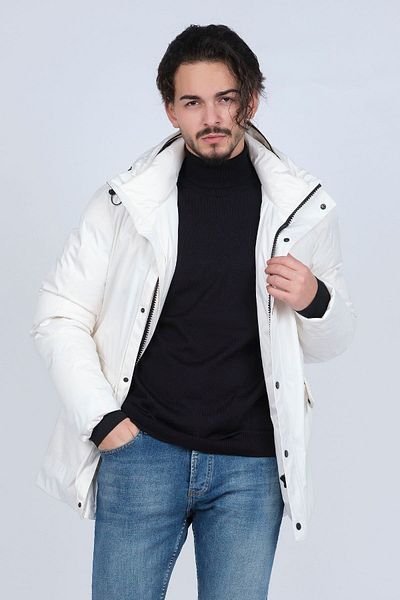 Allegro Palton impermeabil pentru bărbați cu glugă 0365508 alb