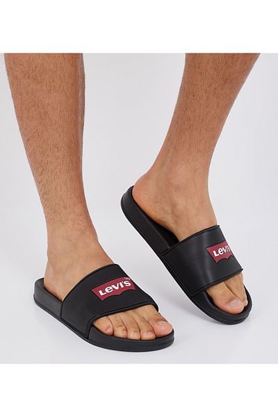 Levi's Men's Logo Black Slippers