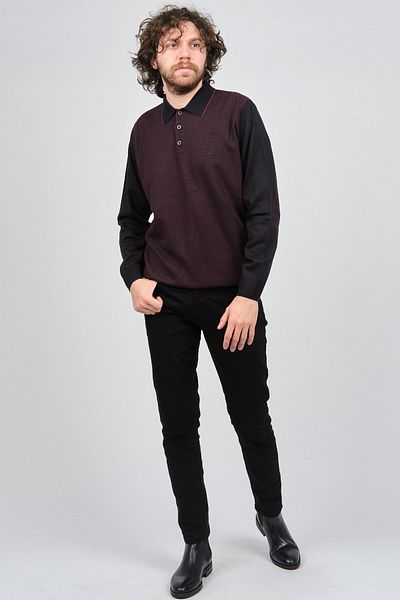 Pelikan Men's Polo Neck Sweater 1578418 Claret Red