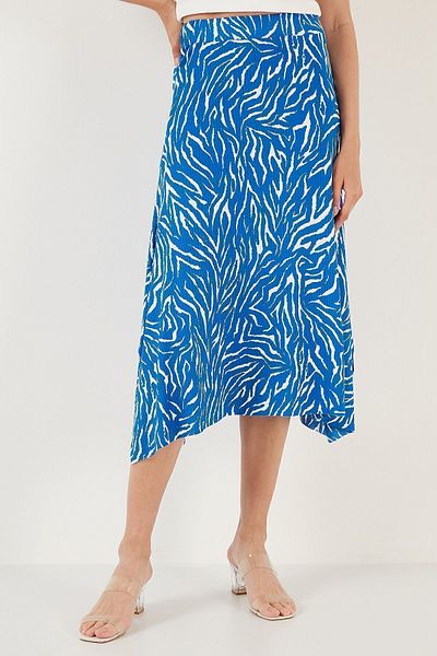 Lela Patterned Flounce Midi Length Slit Skirt Skirt 5864073