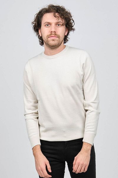 Desen Triko Pulover bărbătesc din lână cu gât crew 0249603 Bone