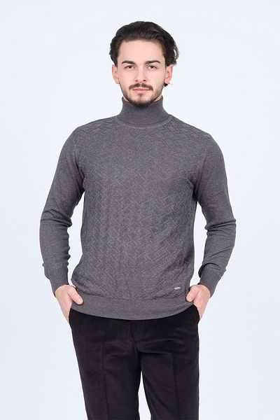 Raymons Men's Patterned Full Fisherman Knitwear Sweater 67822507 Anthracite