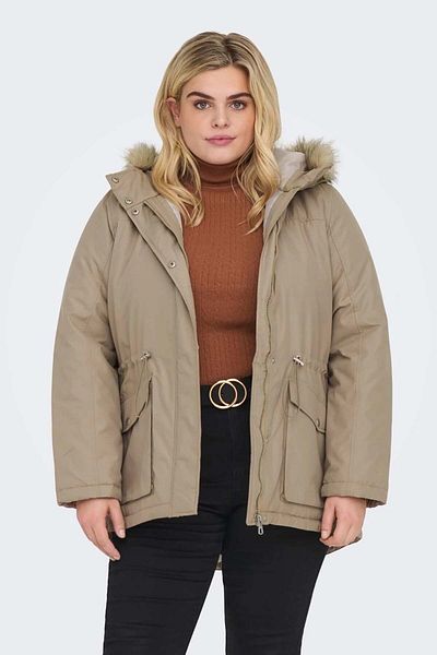 Only Women's Plus Size Carlucaya Hooded Coat 15295458 Beige