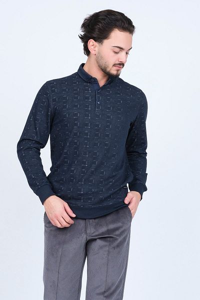 Raymons Men's Patterned Polo Neck Knitwear Sweat 6782251 Navy Blue