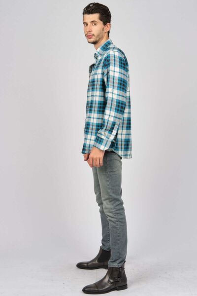 De Leone Чоловіча смугаста довга рукавна вовняна сорочка 0171113 Нафтова