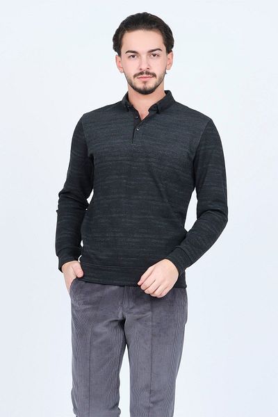 Raymons Men's Patterned Polo Neck Knitwear Sweat 6782257 Black