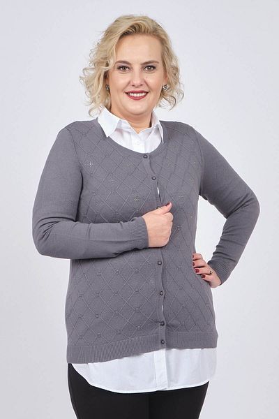 Desen Triko Women's Stone Embroidery Detailed Cardigan 0249050 Smoked