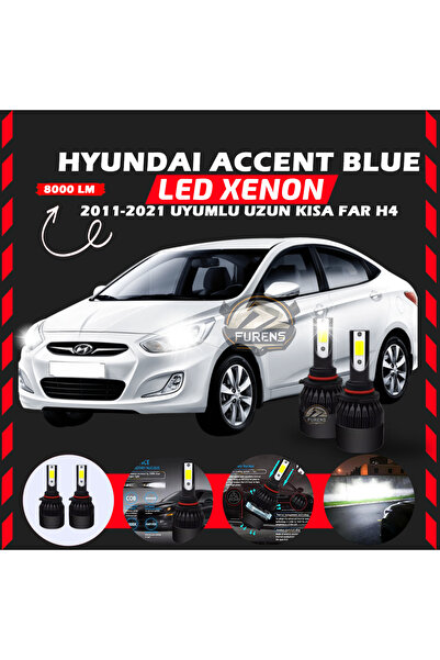 SHOOPLAA Hyundai Accent Blue 2011-2021 Uzun-Kısa Far Uyumlu Şimşek Etkili Led...