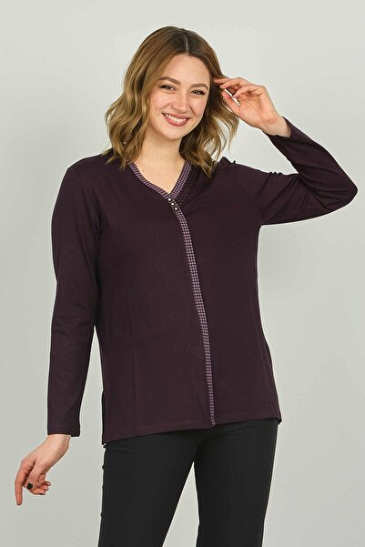 Detay Triko Ženska bluza sa V-izrezom Sa kamenim detaljima dugih rukava 4506 ...