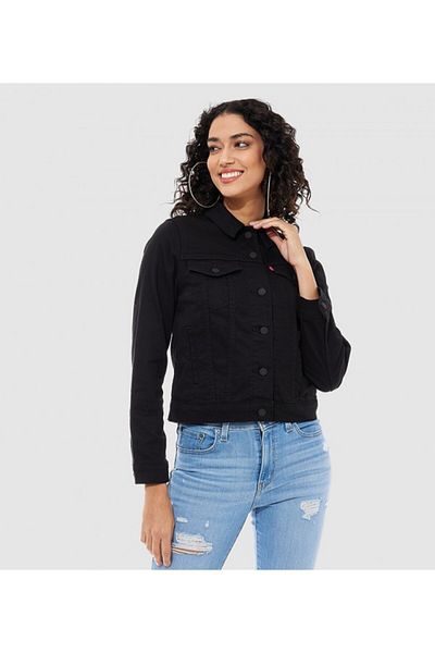 Levi's Black Collared Denim Jacket - Men's Plain Style