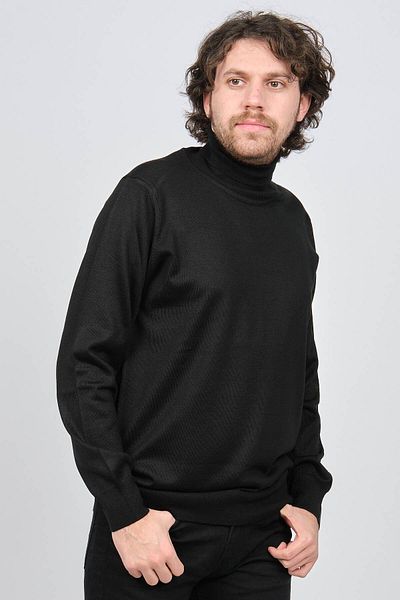 Ateş Triko Pulover din lână pentru bărbați 6090008 Negru