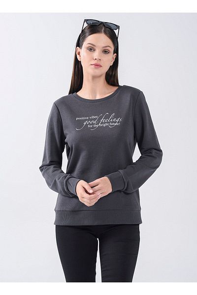 Fashion Friends Crew Neck Printed Smoked Women's Sweatshirt 22k0375k1