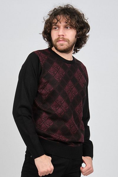 Pelikan Men's Patterned Crew Neck Sweater 1579329 Claret Red