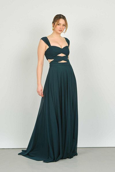 ŞEREF VURAL Women's Window Detailed Deep Slit Chiffon Evening Dress 8078 Nefti
