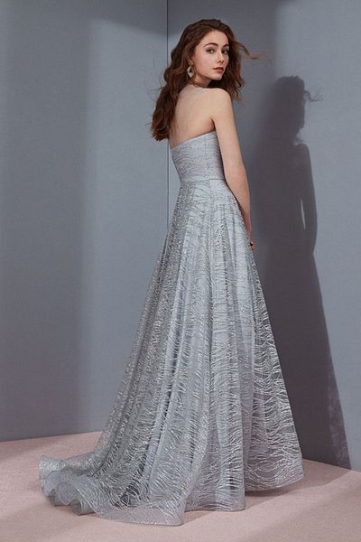 Tiara فستان سهرة نسائي بدون حمالات 5946045 فضي