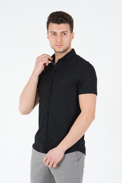 WEMSEY Ανδρικό πουκάμισο Slim Fit 12301 Μαύρο