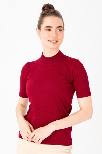Desen Triko Women's Half Fisherman Blouse 02420345 Red