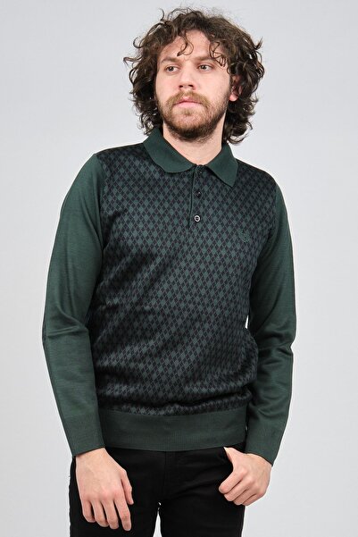 Pelikan Men's Elbow Detailed Polo Neck Sweater 1577427 Green