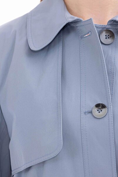 Gala-Xi Galaxi Kadın Büyük Beden Kemerli Sport Trençkot 1002 Mavi