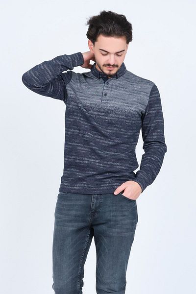 Raymons Men's Patterned Polo Neck Knitwear Sweat 6782257 Navy Blue