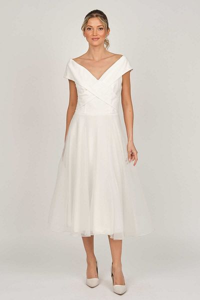 DORİDORCA Women's Princess Collar Araboy Evening Dress 5922090 Bone