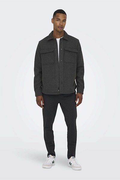 Only & Sons Мъжка риза Onsash Regular Fit с двоен джоб 22023564 Черна