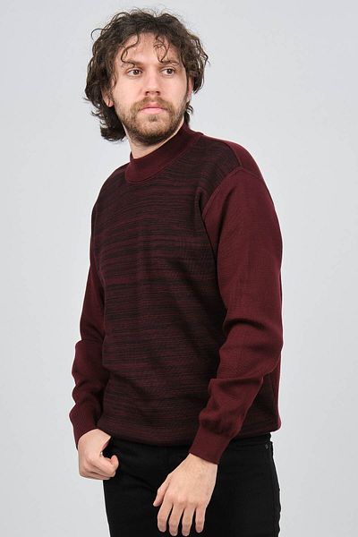 HAKİ TRİKO Men's Half Turtleneck Patterned Sweater 60872013 Claret Red