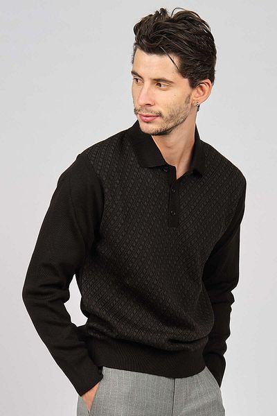 PAVE Pulover de lână cu model pentru bărbați 4358134 Negru