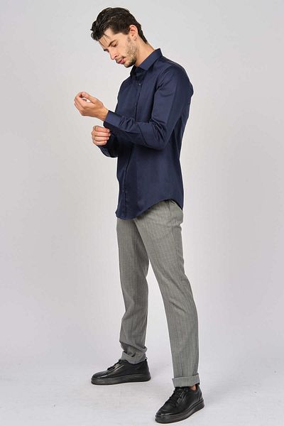 Abbate Men's Long Sleeve Shirt 0440375 Navy Blue