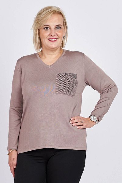 Büşra Triko Women's Mink Stone Pocket Detailed Sweater 3998217
