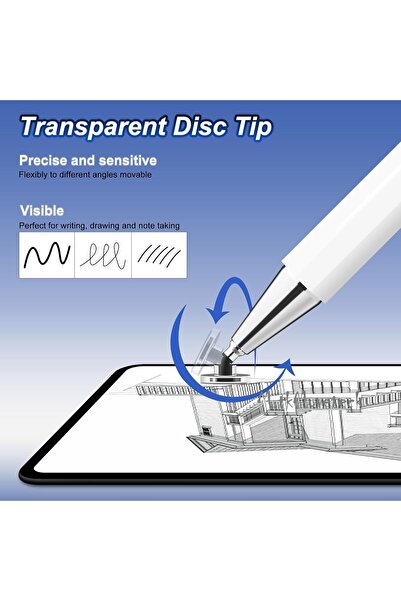 m.tk moveteck Ipad Pro Air Ve Android Uyumlu Dokunmatik Yazı Çizim Tablet Kalemi 3in1 Kapasitif Akıllı Kalem
