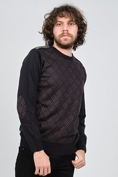 Pelikan Men's Patterned Crew Neck Sweater Smoked