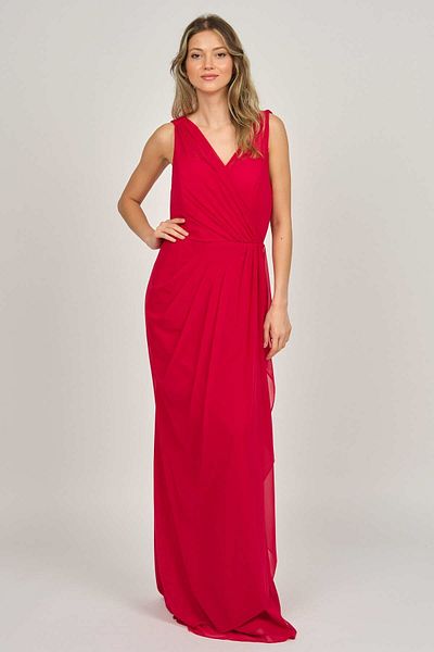 DORİDORCA Women's Sleeveless Long Evening Dress 5922039 Red