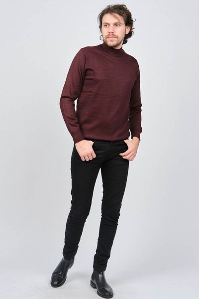 Ateş Triko Men's Half Turtleneck Wool Sweater 6090154 Claret Red