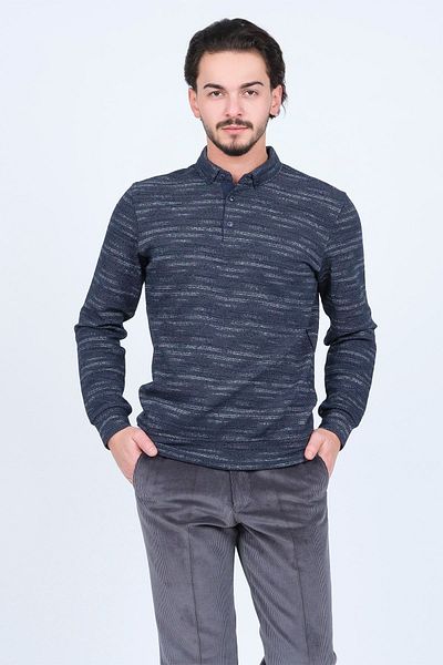 Raymons Men's Patterned Polo Neck Knitwear Sweat 6782273 Navy Blue