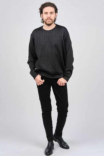 Çizgi Triko Ανδρικό πουλόβερ με μοτίβο Crew Neck 425554216 Navy Blue