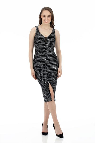 6ixty8ight Rochie de seară cu paiete franceză 58156765 Negru