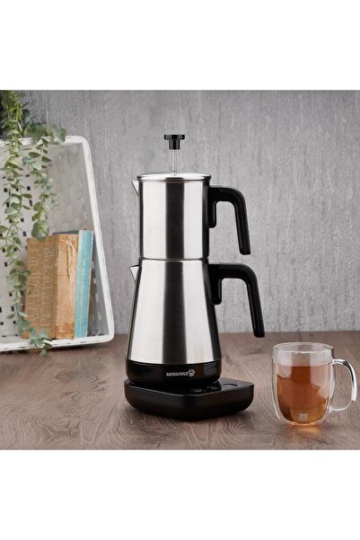 KORKMAZ Elektrikli Çaydanlık Siyah/Satin 1.3 lt