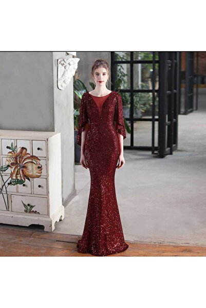 Genel Markalar V YAKA MELEK KOL PULPAYET UZUN ABİYE ELBİSE