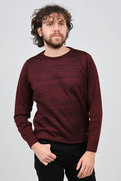 Çizgi Triko Ανδρικό πουλόβερ με μοτίβο Crew Neck 42554225 Claret Red